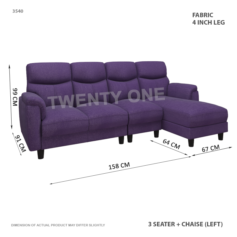 3540 3+L  471-39- 3 SEATER WITH CHAISE FABRIC SOFA 1B LEFT